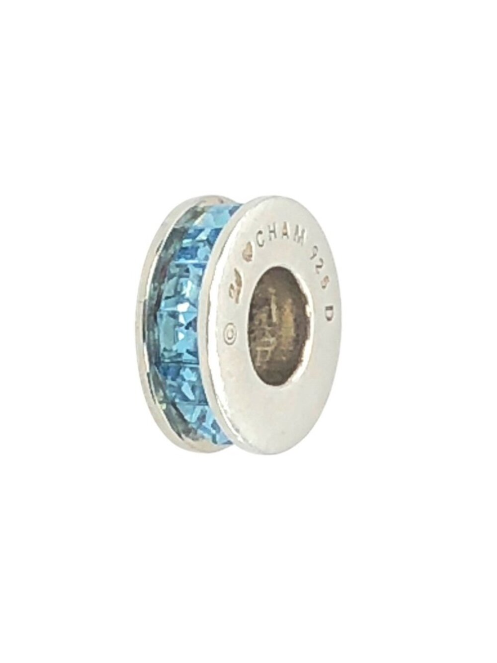 Chamilia Spark Sterling Silver Blue Swarovski Crystal Spacer Charm Bead